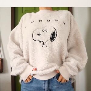 Peanuts Cream Teddy Jacket with Snoopy Design